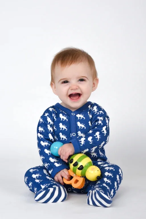 blue organic onesie for baby boy