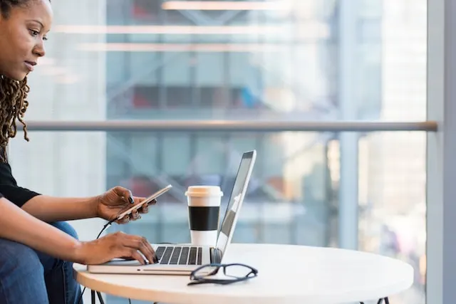 woman checking e-mails