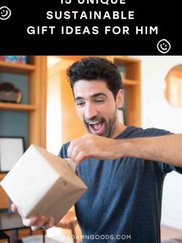 man opening sustainable gift