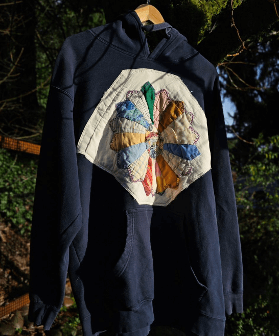upcycled patchwork hoodie